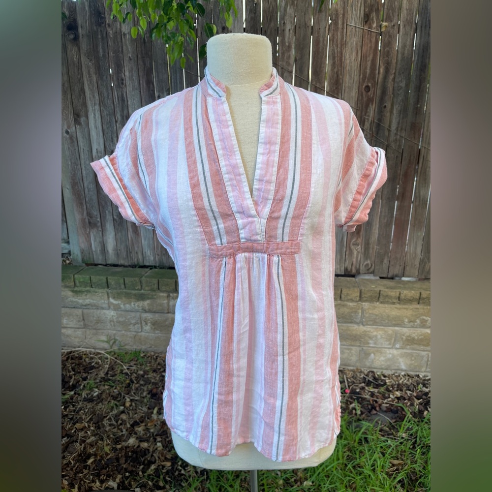 Lauren Ralph Lauren Striped 100% linen Women's Top minimalist casual nautical SP